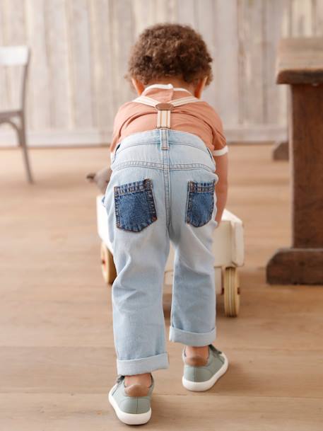 Jeans de ganga, com suspensórios amovíveis, para bebé ganga bleached 