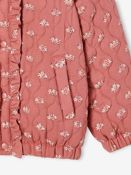 Casaco acolchoado, estampado às flores, para menina tomate+verde estampado 