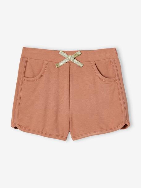 Calções de desporto, para menina ROSA CLARO LISO+terracota 