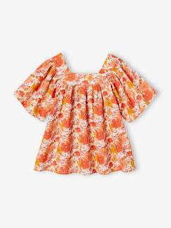 Menina 2-14 anos-Blusa às flores, mangas borboleta, para menina