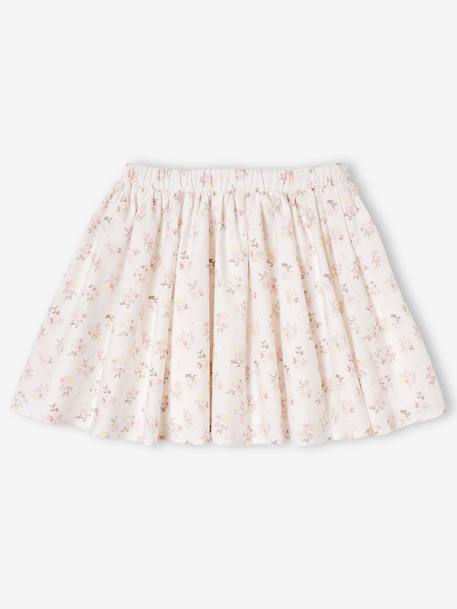 Saia de cerimónia, às flores, para menina BRANCO CLARO ESTAMPADO+cru 