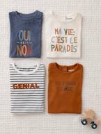 T-shirt com impressão, para bebé menino AZUL MEDIO LISO COM MOTIVO 
