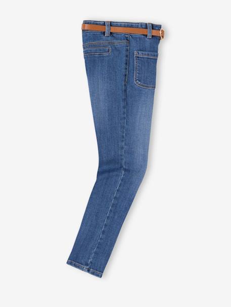 Jeans indestrutíveis com cinto fantasia, para menina CINZENTO CLARO DESBOTADO+stone 