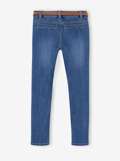 Jeans indestrutíveis com cinto fantasia, para menina CINZENTO CLARO DESBOTADO+stone 