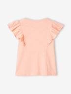 T-shirt com folhos, para menina coral+pêssego+verde-salva 