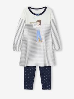 Camisa de dormir estilo marinheiro + leggings estampados aos corações