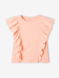 -T-shirt com folhos, para menina