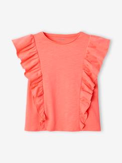 Menina 2-14 anos-T-shirts-T-shirts-T-shirt com folhos, para menina