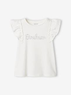 Menina 2-14 anos-T-shirts-T-shirts-T-shirt com folhos, para menina
