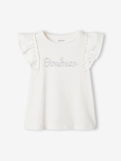 T-shirt com folhos, para menina cru 