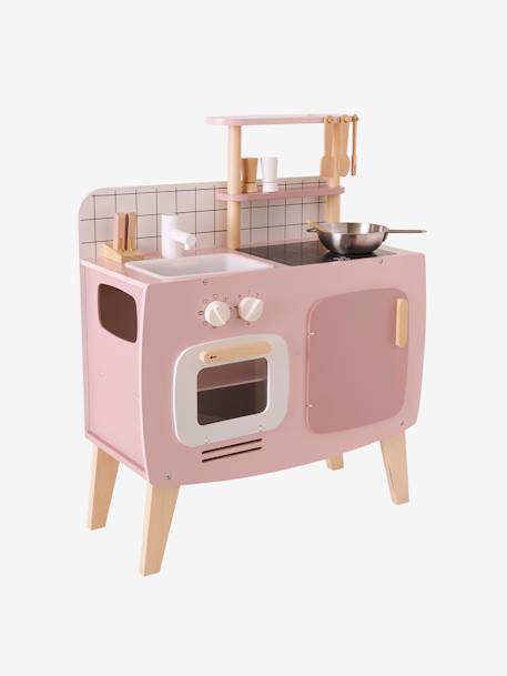 Cozinha design em madeira FSC® caramelo+rosa+verde 