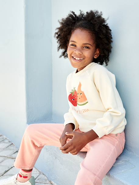 Sweat com frutos, para menina cru 