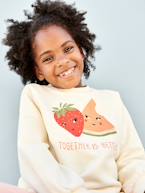 Sweat com frutos, para menina cru 