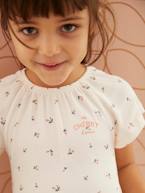 Camisa de dormir cerejas, em malha canelada + leggings lisas, para menina rosa-nude 