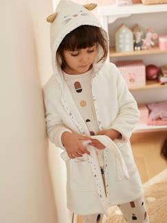 Menina 2-14 anos-Pijamas-Robe gato personalizável, em malha pelinho, para menina