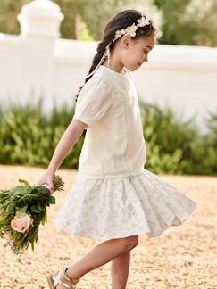 Partes de Baixo-Saia de cerimónia, às flores, para menina