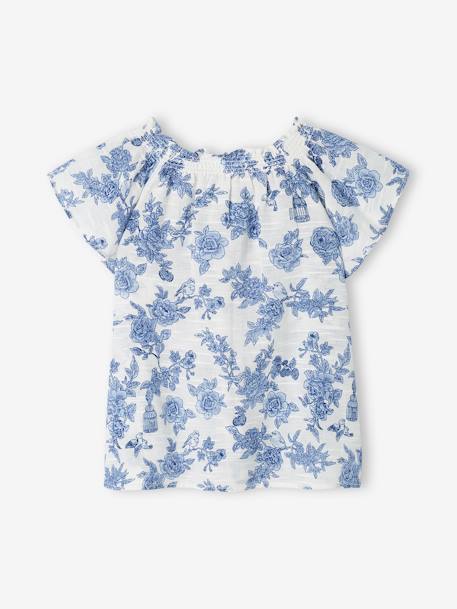 Blusa de cerimónia com motivo poético, para menina cru 