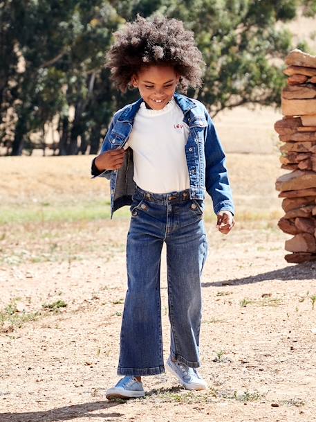 Jeans evasé efeito ponte fantasia, para menina stone 