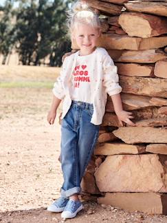 Menina 2-14 anos-Jeans -Jeans direitos com laço fantasia, para menina