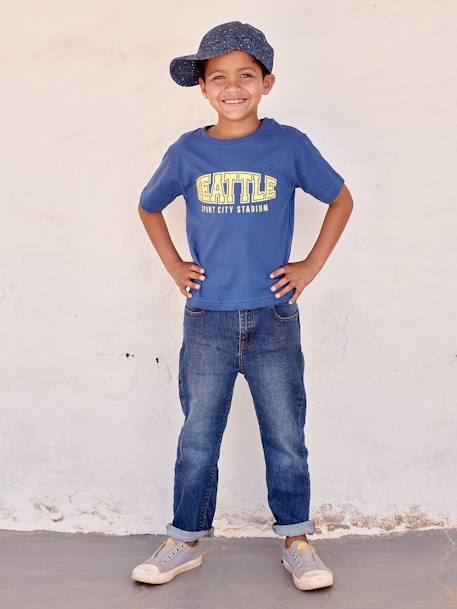 T-shirt para menino azul+branco 