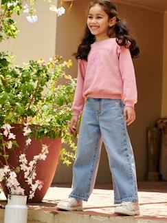 Denim-Menina 2-14 anos-Jeans largos, bases desfiadas, para menina