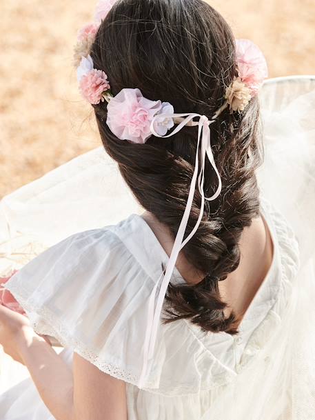 Coroa de flores, rosas, para menina ROSA CLARO LISO 