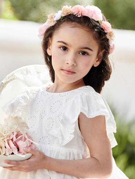 Coroa de flores, rosas, para menina ROSA CLARO LISO 