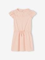 Vestido com bordado inglês, para menina malva+ROSA ESCURO LISO+rosa-pálido+verde-água 