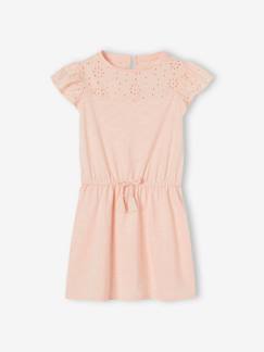 Vestido com bordado inglês, para menina