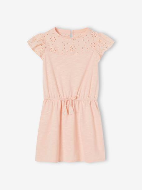 Vestido com bordado inglês, para menina malva+ROSA ESCURO LISO+rosa-pálido+verde-água 