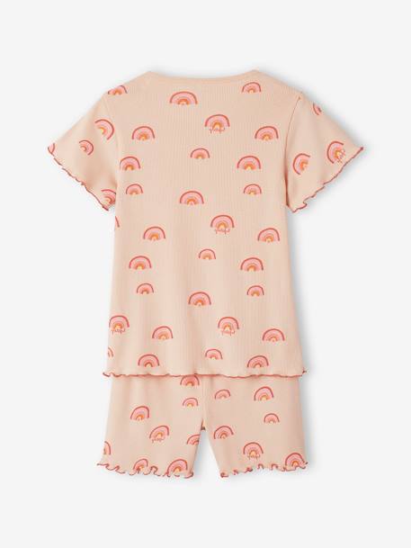 Lote de 2 pijamas estampados, em malha canelada, para menina rosado 