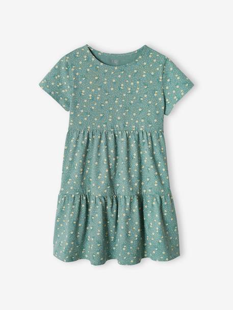 Conjunto vestido e casaco, para menina azul-ganga+pêssego+verde-esmeralda 