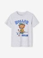 T-shirt com animal engraçado, para menino cinza mesclado 