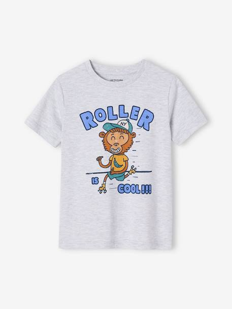 T-shirt com animal engraçado, para menino cinza mesclado 