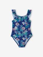 Fato de banho com estampado tropical, para menina marinho 