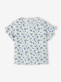 Bebé 0-36 meses-T-shirt às flores, em malha ajurada, para bebé