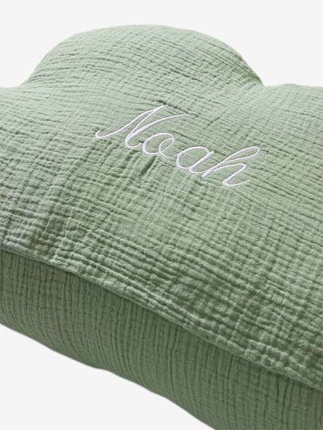 Almofada personalizável em gaze de algodão, Nuvem azul-acinzentado+mostarda+rosado+verde-salva 