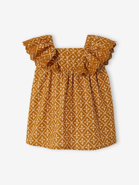 Vestido com folhos, para bebé caramelo 