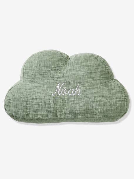 Almofada personalizável em gaze de algodão, Nuvem azul-acinzentado+mostarda+rosado+verde-salva 
