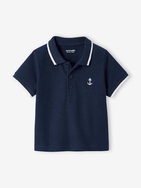 Polo personalizável bordado no peito, para bebé menino Azul escuro liso 