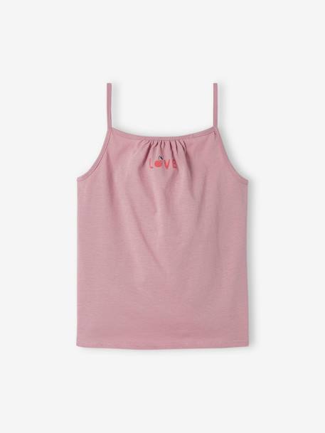 Lote de 3 tops de alças finas Basics, para menina pêssego+rosa-framboesa 