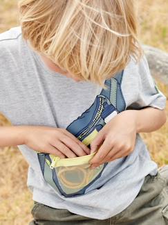 Menino 2-14 anos-T-shirt estampada com bolsa de cintura a fingir e bolso com fecho, para menino