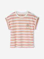 T-shirt às riscas, personalizável, para menina riscas rosa 