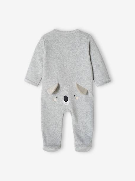 Pijama coala, em veludo, para bebé cinza mesclado 