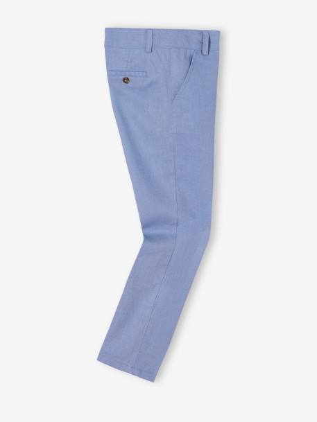 Calças chino em algodão/linho para menino azul+AZUL ESCURO LISO COM MOTIVO+BEGE CLARO LISO COM MOTIVO+verde-salva 