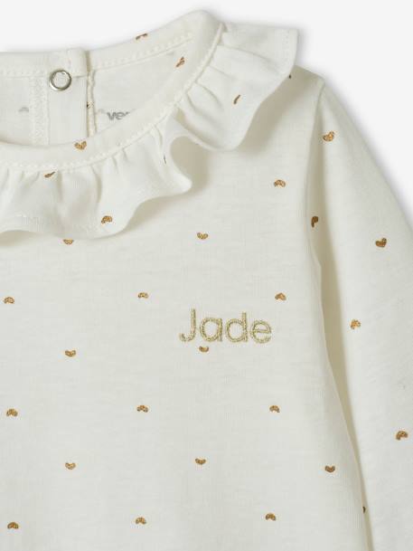 Camisola personalizável, com folho na gola, para bebé menina BRANCO CLARO ESTAMPADO 