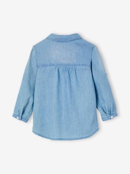 Camisa de ganga desbotada, personalizável, para bebé menina Azul claro desbotado 