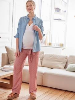 Roupa grávida-Calças largas, estampadas e fluidas, para grávida