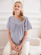 Blusa aos quadrados vichy, para grávida azul-acinzentado 