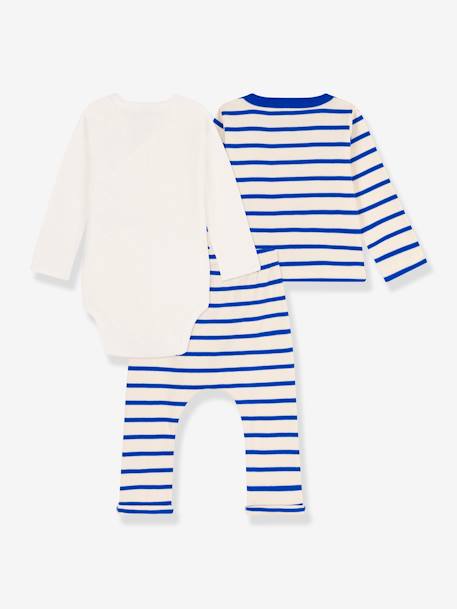 Conjunto de 3 peças para recém-nascido, em algodão bio, da Petit Bateau bege 